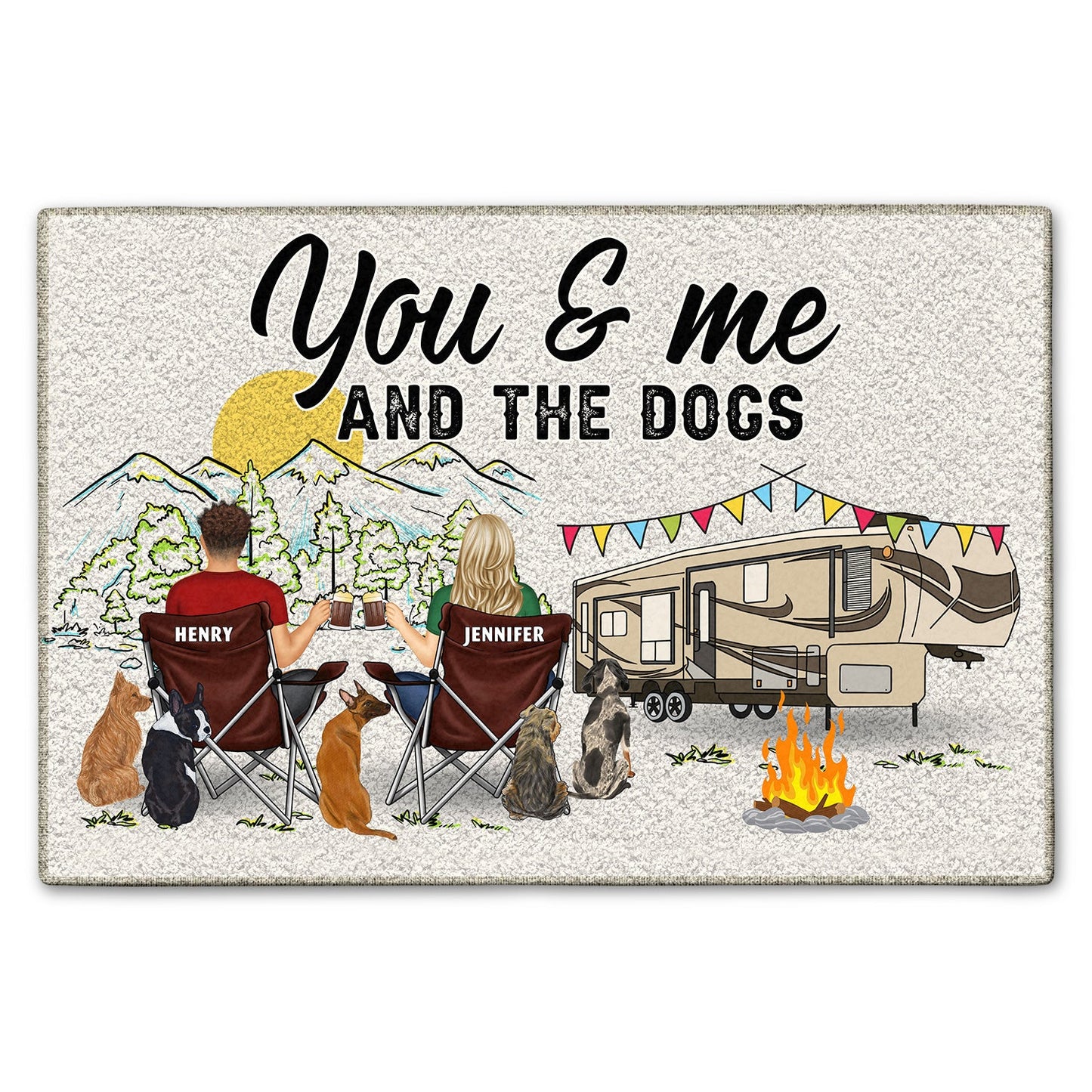 Home Is Where We Park It You And Me And The Dogs - Gift For Camping Lovers - Personalized Doormat Rug by Inkedjoy