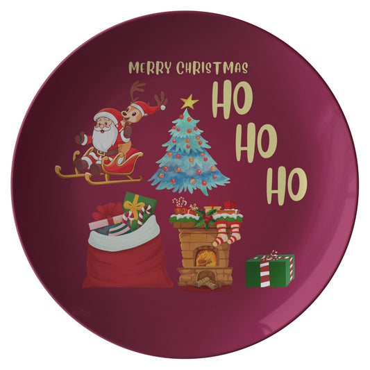 Holiday Spirit Decorative Plate: Beautifully Crafted with Merry Motifs and Gold Trim – Elevate Your Festive Decor! by teelaunch