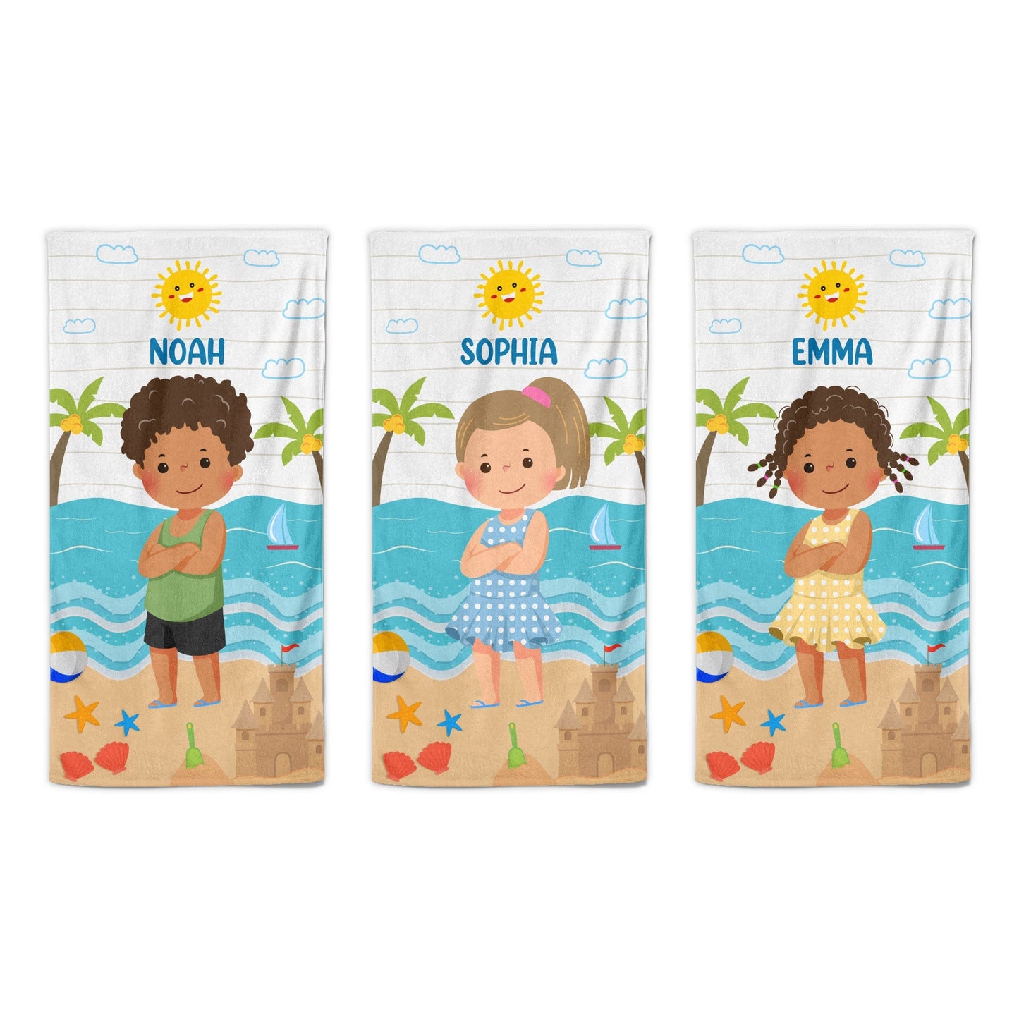 Kid On The Beach - Personalized Beach Towel by Inkedjoy