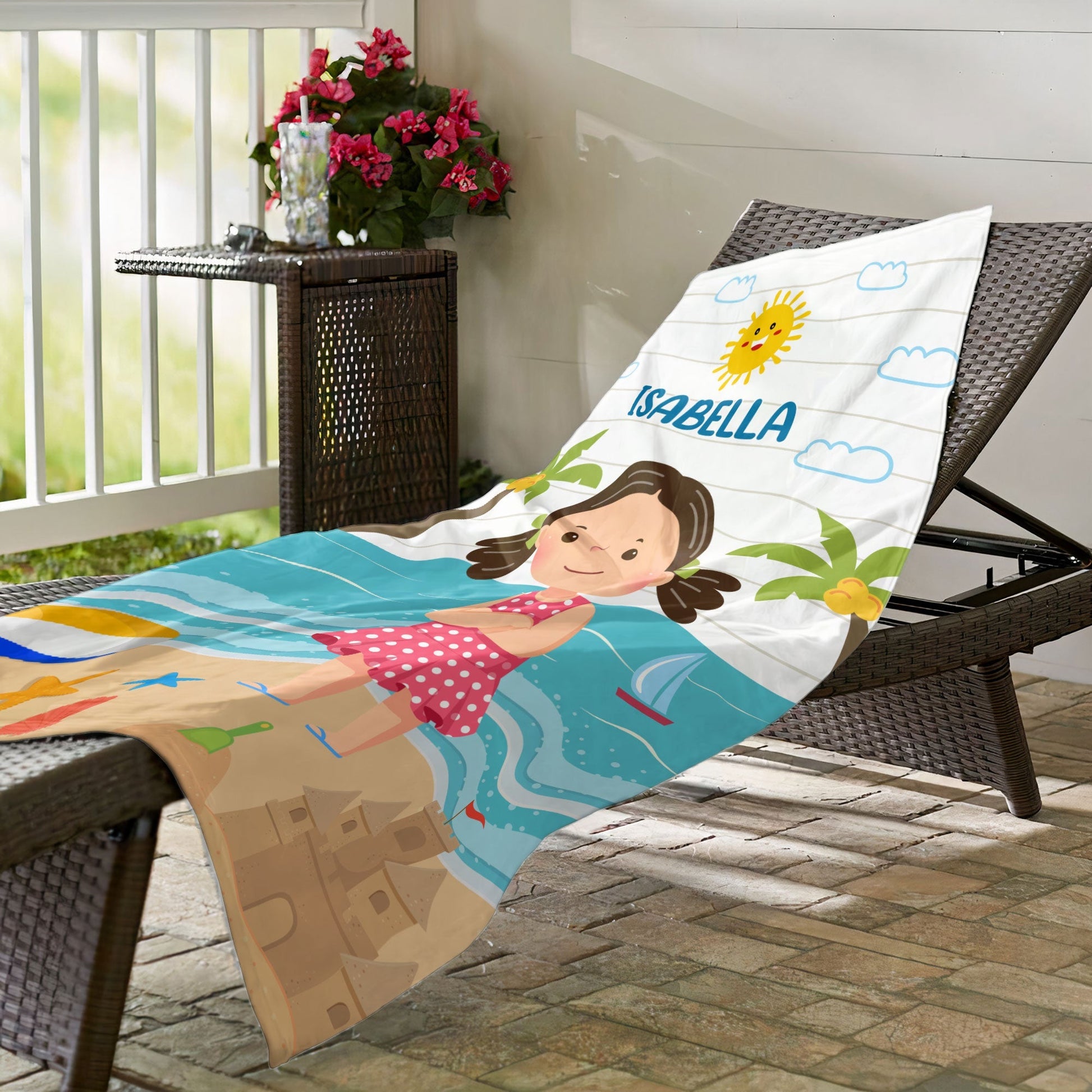 Kid On The Beach - Personalized Beach Towel by Inkedjoy