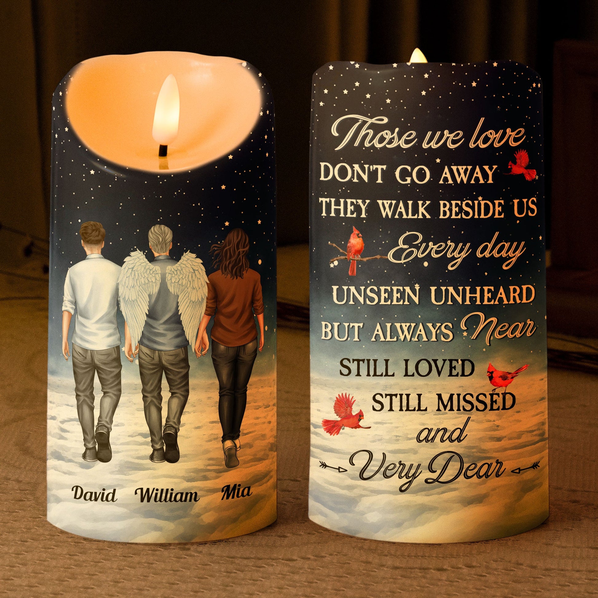 Memorial Candle Those We Love Don't Go Away - Personalized LED Candle by Inkedjoy