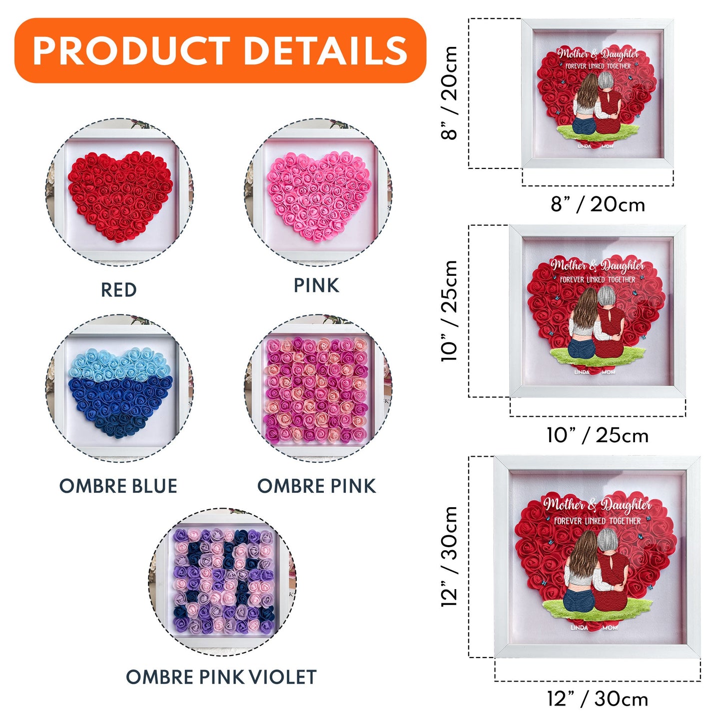 Mother & Daughter Forever Linked Together - Personalized Flower Shadow Box by Inkedjoy