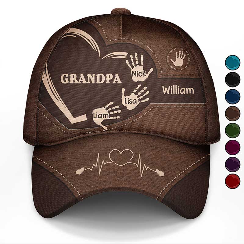 Grandpa Dad Kids Handprints - Personalized Classic Cap by Inkedjoy