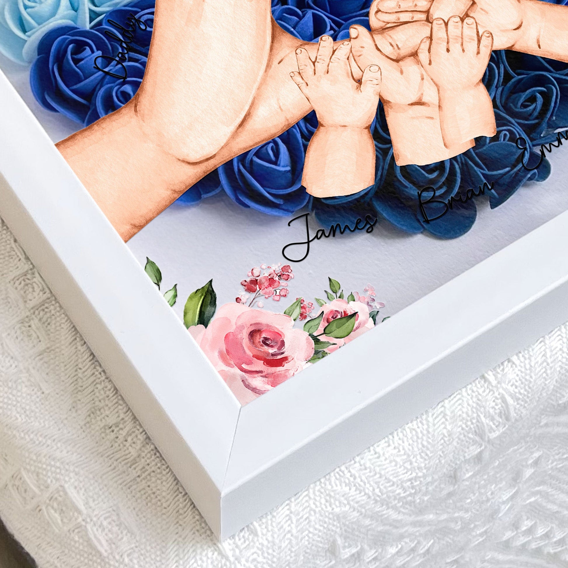 Our Family Hands - Personalized Flower Shadow Box by Inkedjoy