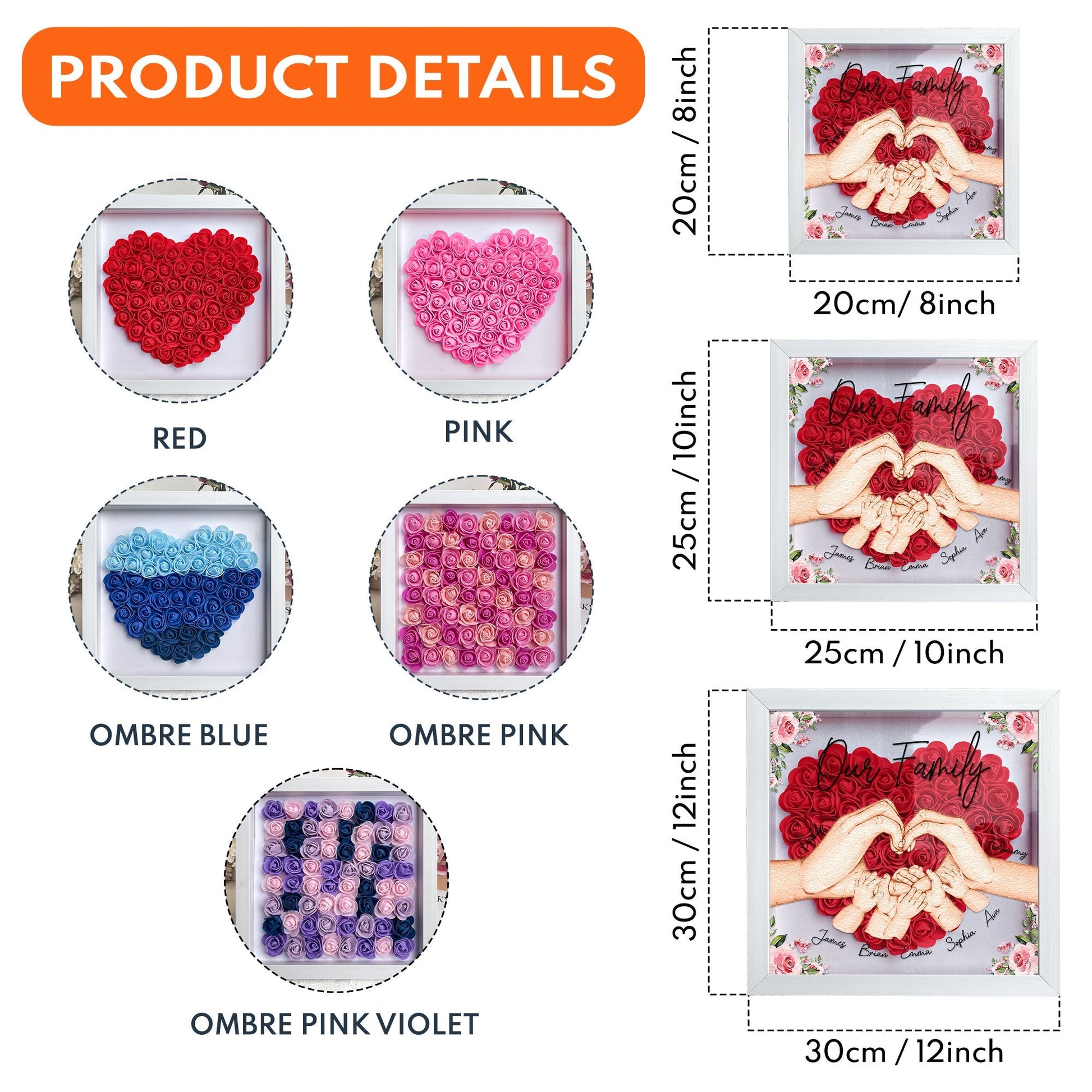 Our Family Hands - Personalized Flower Shadow Box by Inkedjoy