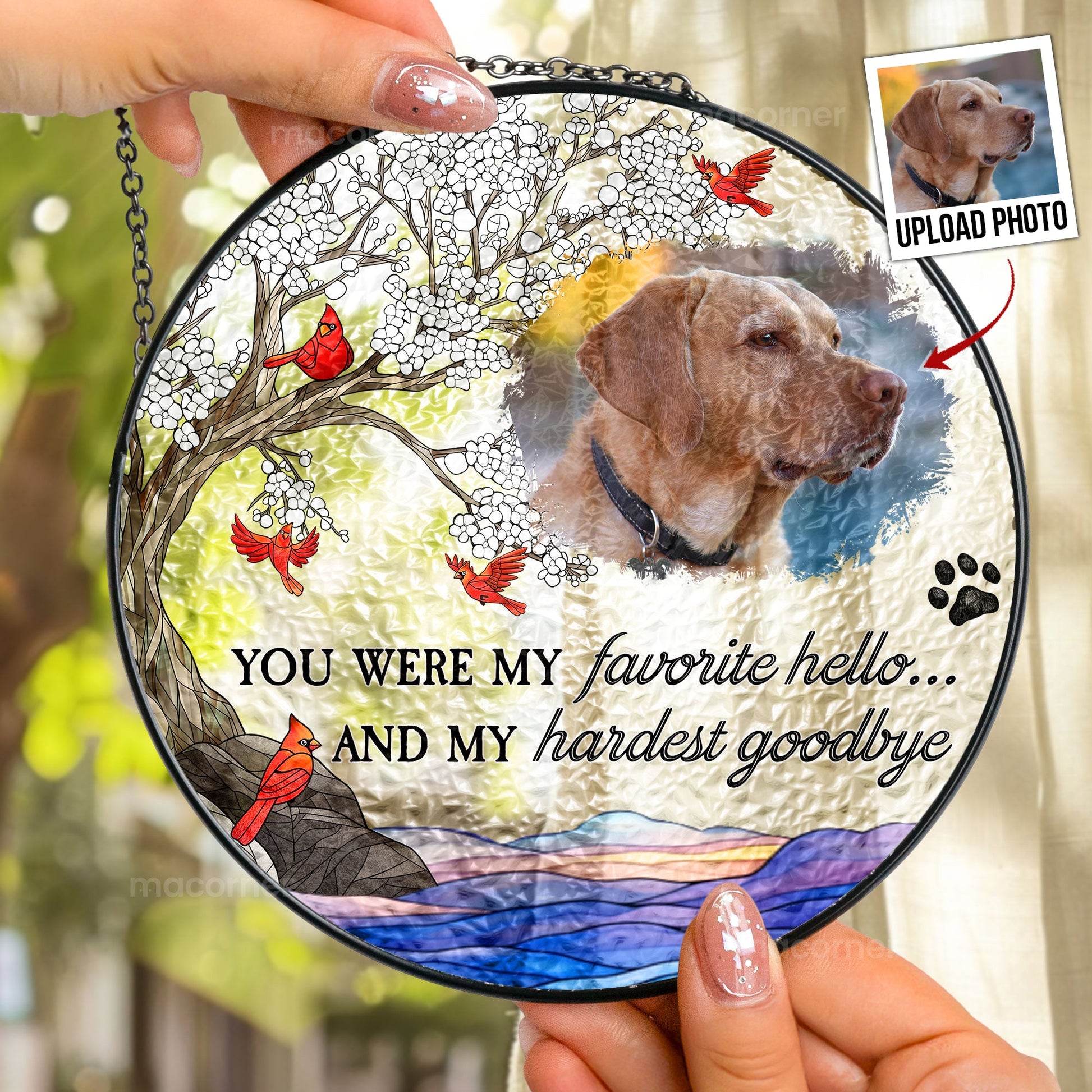 Pet Loss - Personalized Photo Stained Glass Window Hanging Suncatcher by Inkedjoy