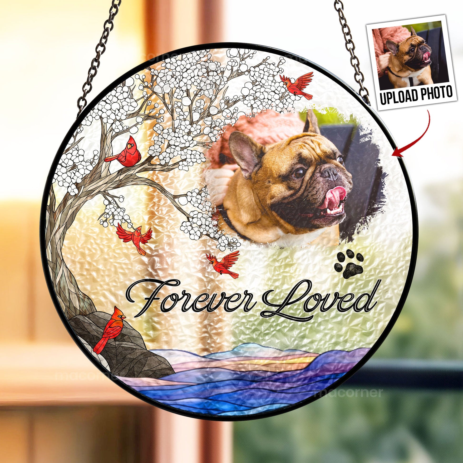 Pet Loss - Personalized Photo Stained Glass Window Hanging Suncatcher by Inkedjoy