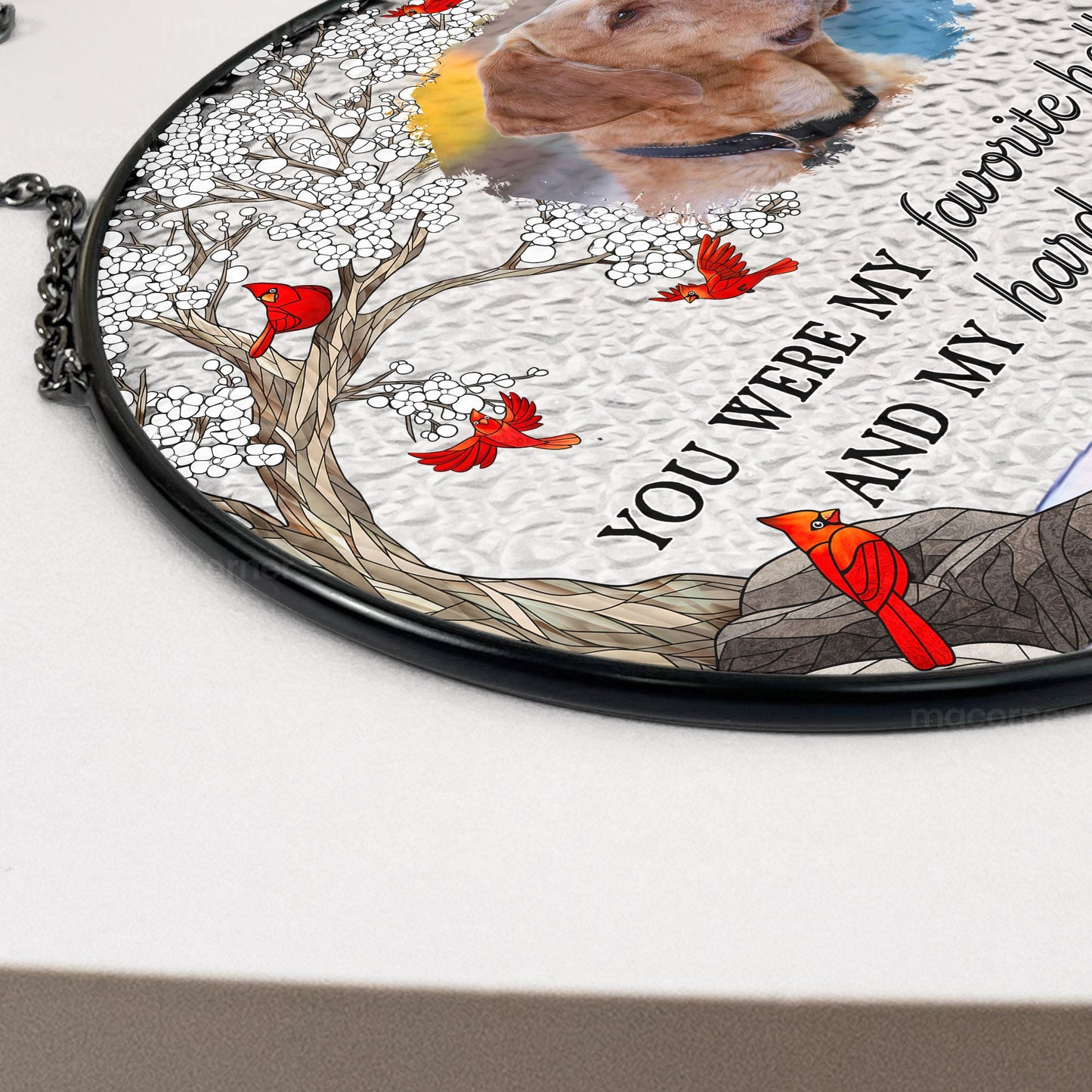 Pet Loss - Personalized Photo Stained Glass Window Hanging Suncatcher by Inkedjoy