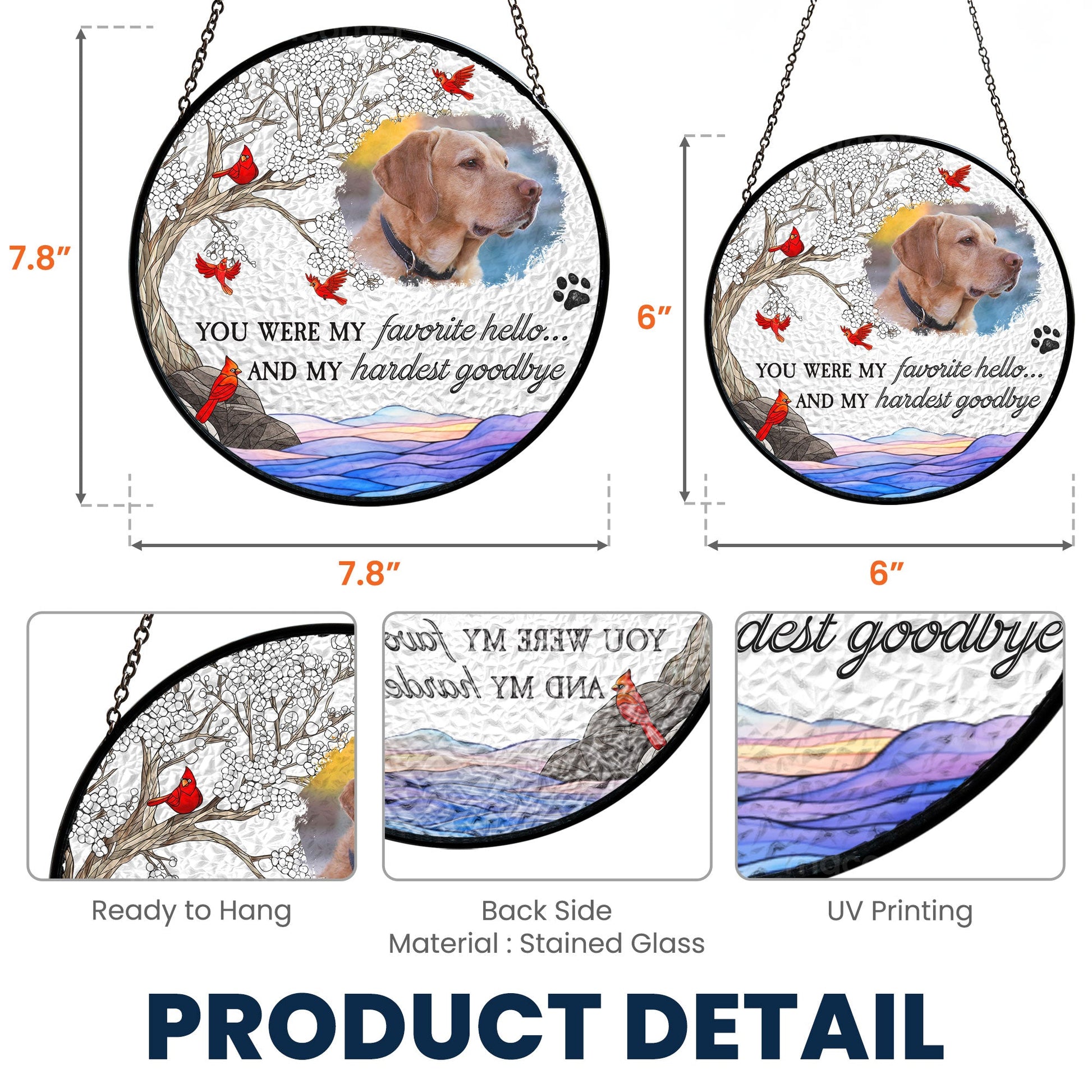 Pet Loss - Personalized Photo Stained Glass Window Hanging Suncatcher by Inkedjoy