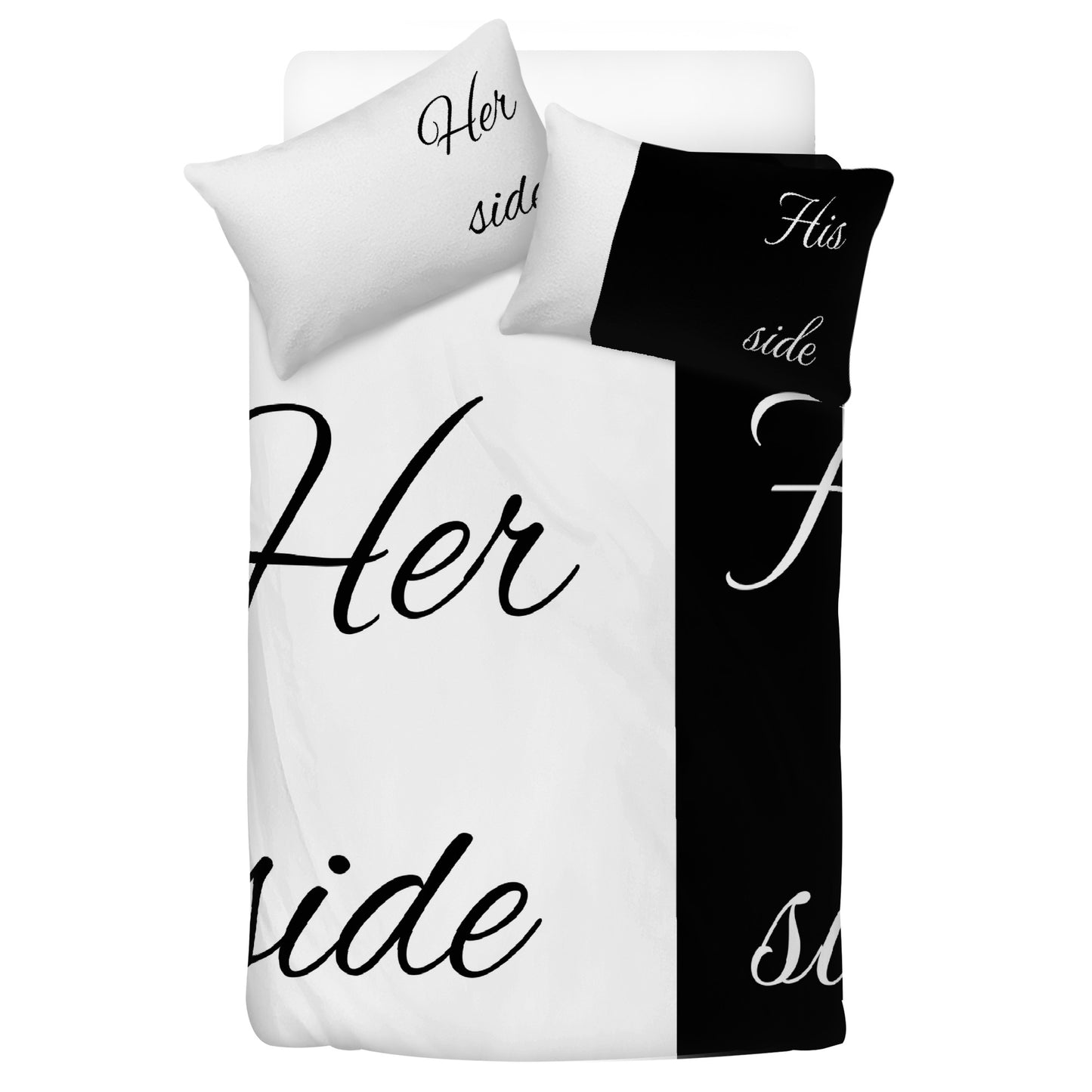 Bedding Her side, His side black and white