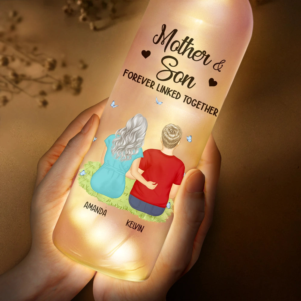 Mother & Daughter Forever Linked Together - Personalized Bottle Light by Inkedjoy