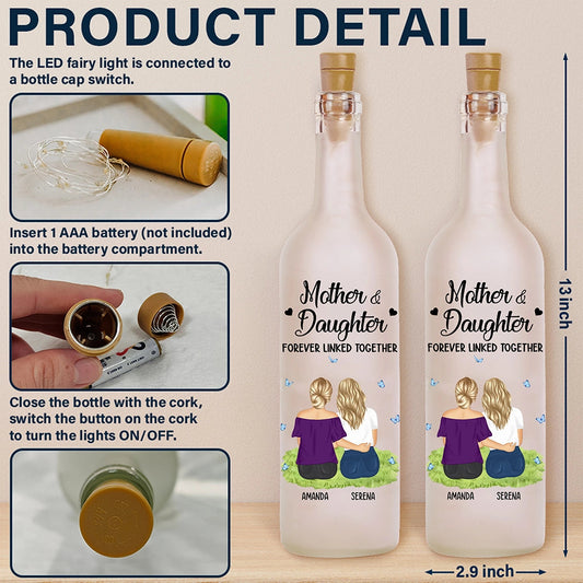 Mother & Daughter Forever Linked Together - Personalized Bottle Light by Inkedjoy