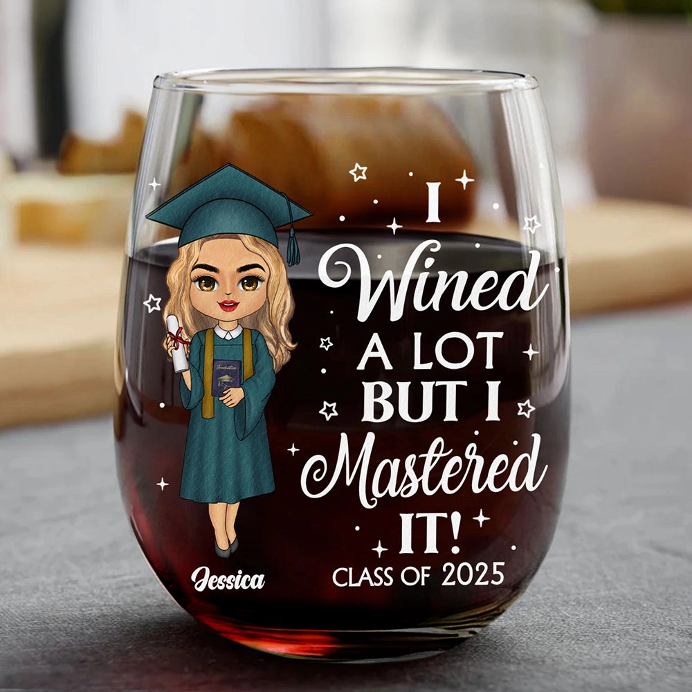 I Wined A Lot - Personalized Stemless Wine Glass by Inkedjoy