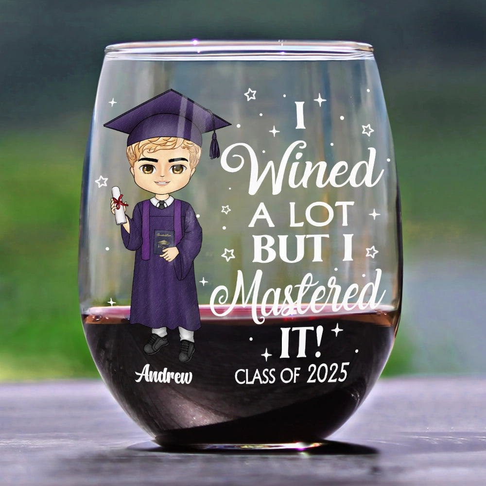 I Wined A Lot - Personalized Stemless Wine Glass by Inkedjoy