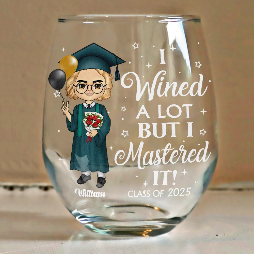 I Wined A Lot - Personalized Stemless Wine Glass by Inkedjoy