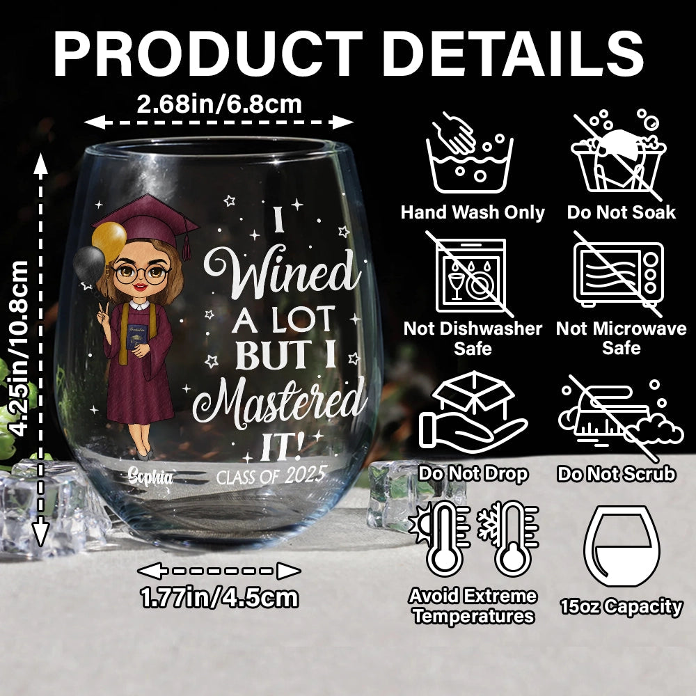 I Wined A Lot - Personalized Stemless Wine Glass by Inkedjoy