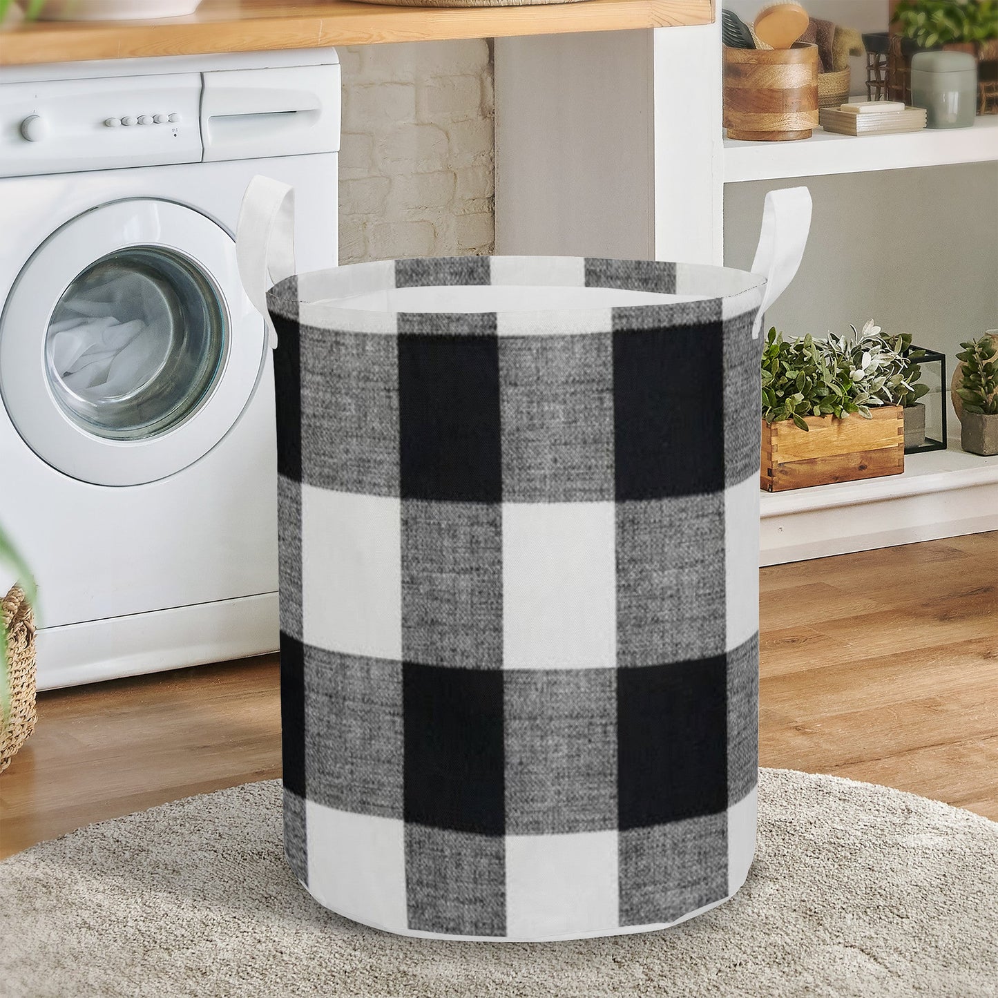 Round Laundry Basket blackand white decor JewelryLuxeUS.store