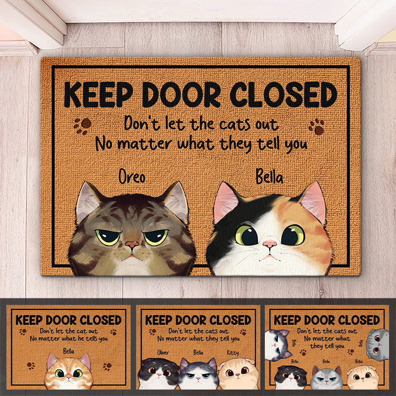 Keep The Door Closed Rug- Cat Personalized Custom Decorative Mat - Gift For Pet Owners, Pet Lovers by Inkedjoy