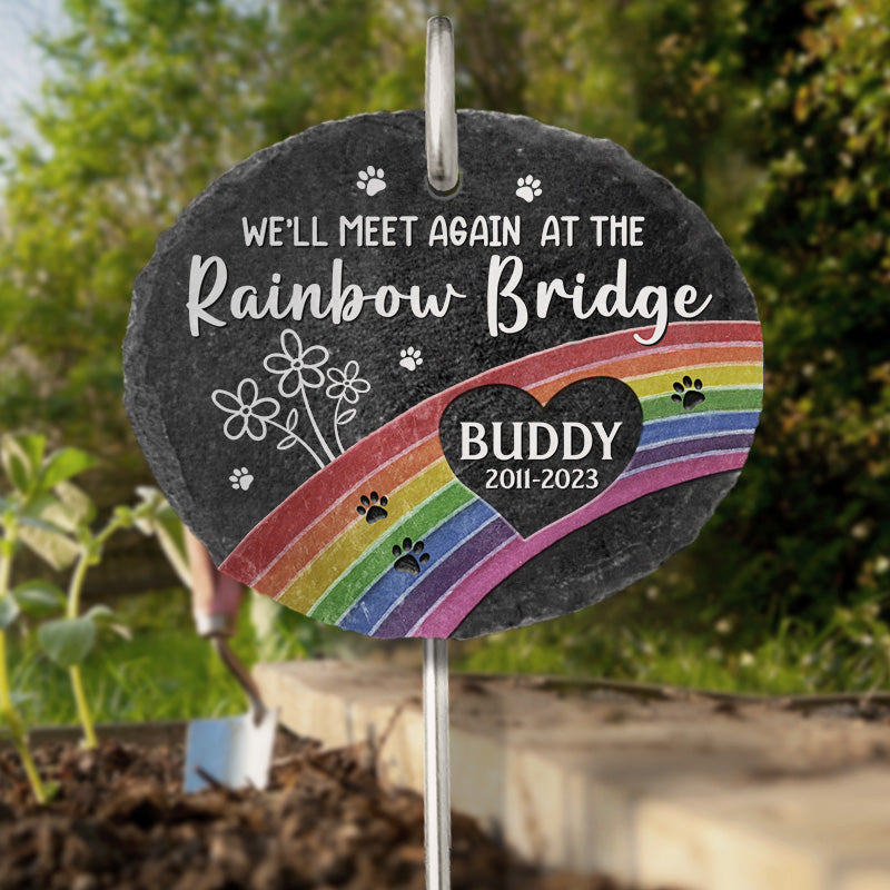 A Piece Of My Heart Memorial Personalized Memorial Garden Slate & Hook with rainbow and pet tribute for sympathy gift.