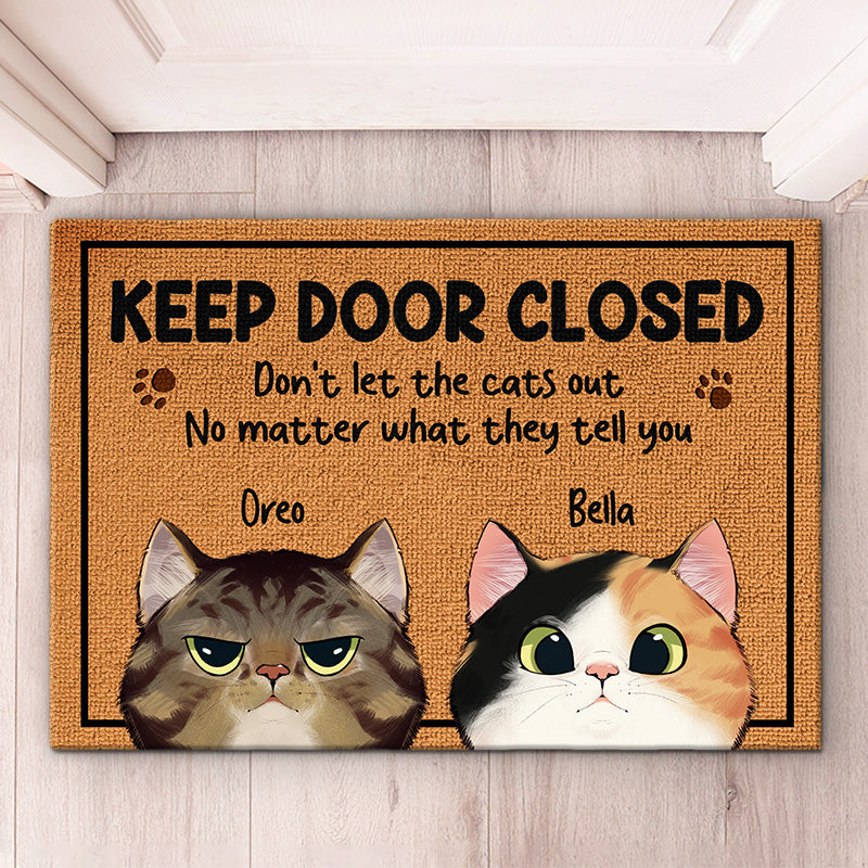 Keep The Door Closed Rug- Cat Personalized Custom Decorative Mat - Gift For Pet Owners, Pet Lovers by Inkedjoy