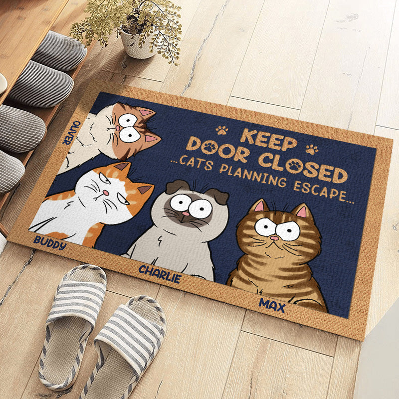 Don't Let The Cat Out No Matter What He Tells You - Cat Personalized Custom Home Decor Decorative Mat - House Warming Gift, Gift For Pet Owners, Pet Lovers by Inkedjoy