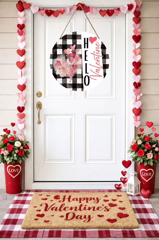 Valentine's Day  Welcome Door Hanger – Heart Farmhouse Valentine’s Day Decor