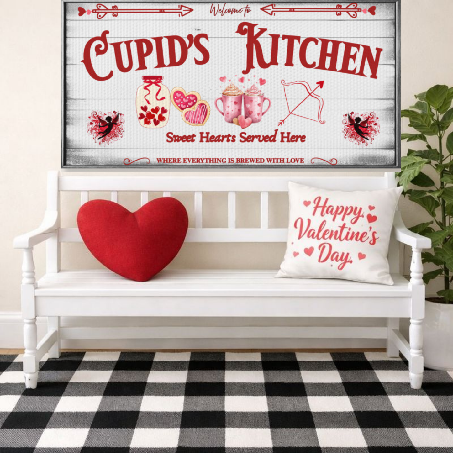 Cupid’s Kitchen Wall Canvas – Romantic Kitchen Decor