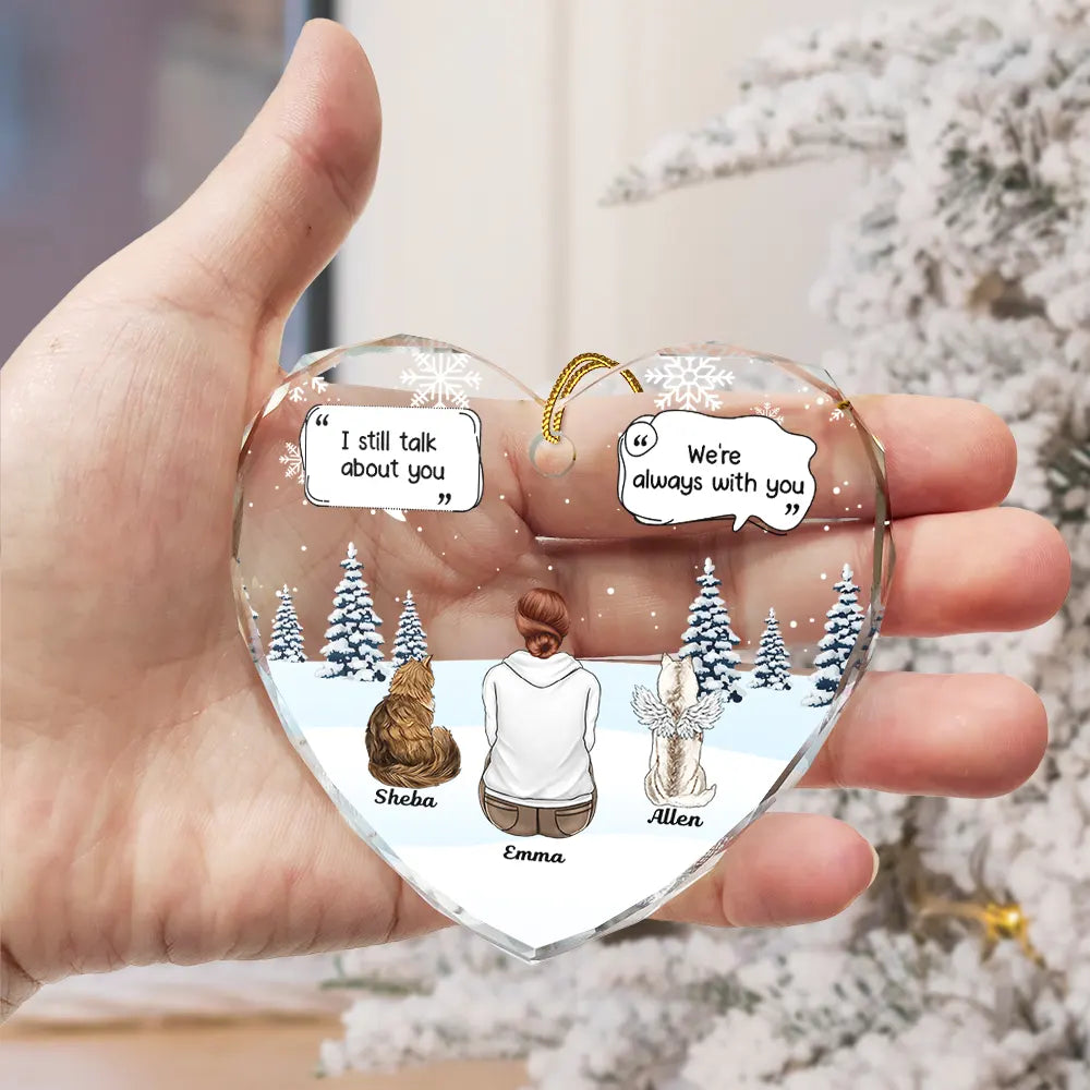 I Miss You Memorial Dog Cat - Personalized Heart Shaped Glass Ornament by Inkedjoy