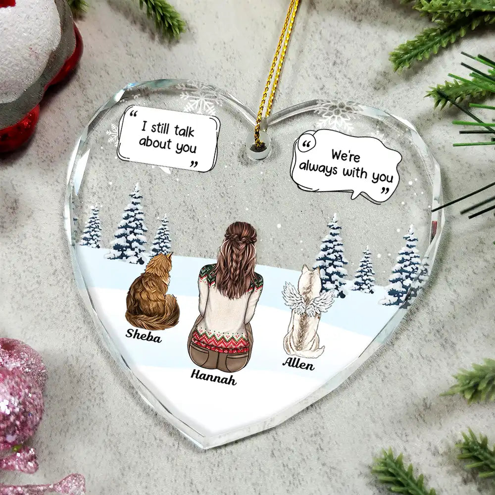 I Miss You Memorial Dog Cat - Personalized Heart Shaped Glass Ornament by Inkedjoy