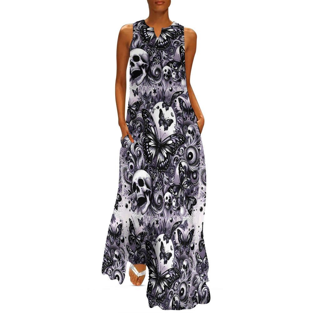 Long dress Skuls and Butterflies by Inkedjoy
