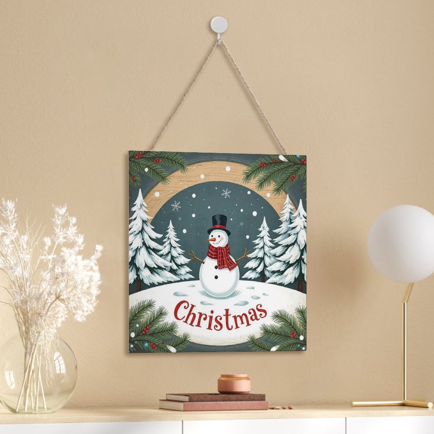 Christmas Square Wood Wall Decor Hanging Sign-12"x12"/30x30cm by SALE-Personal Design