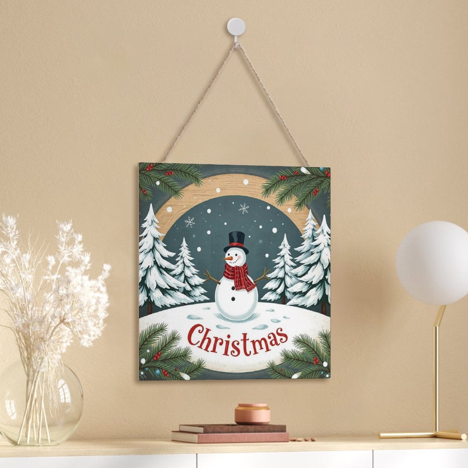 Christmas Square Wood Wall Decor Hanging Sign-12"x12"/30x30cm by SALE-Personal Design