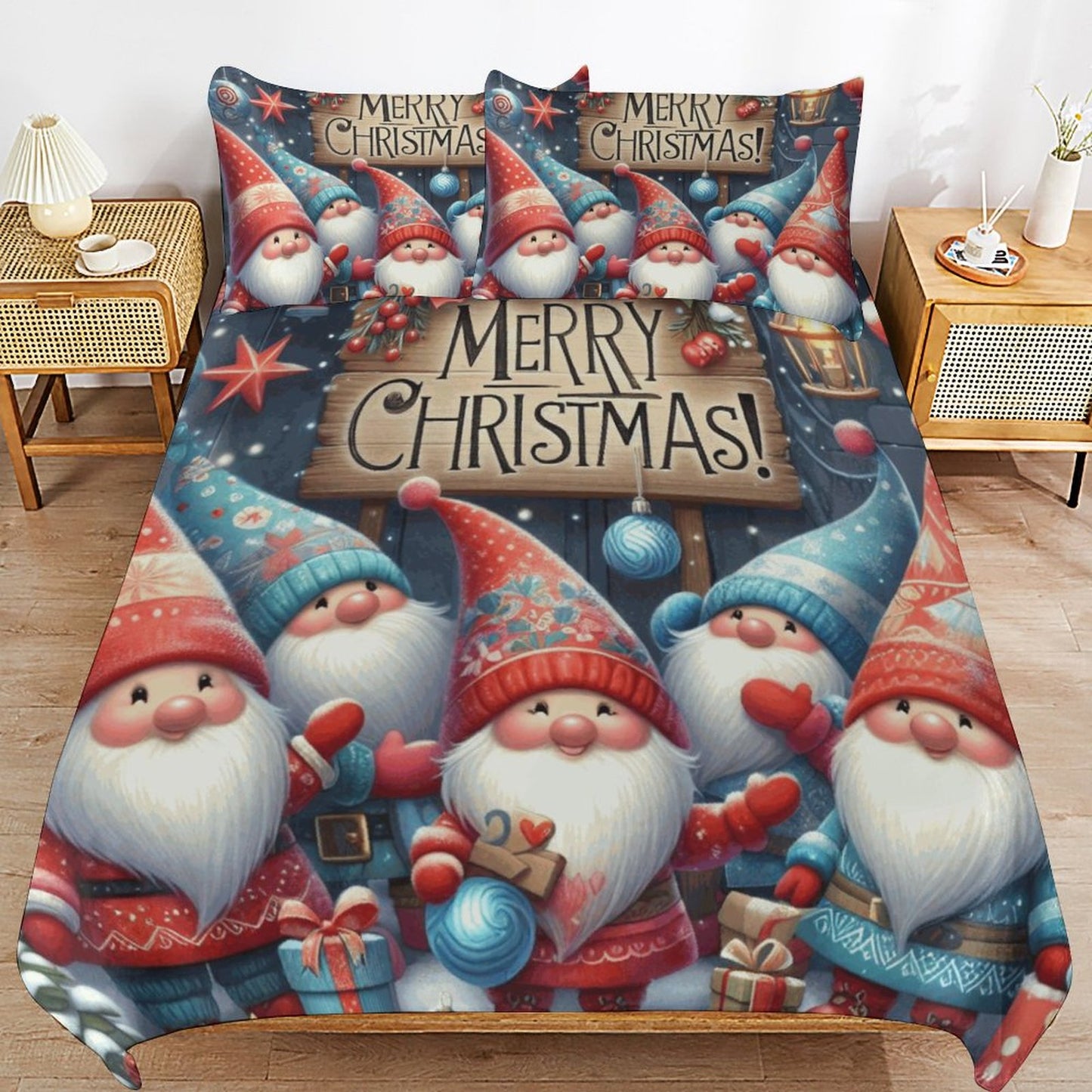 Christmas Gnomes 3-Piece Bedding Set-102"x90"/ 259x229cm (Dual-sided Printing) by SALE-Personal Design