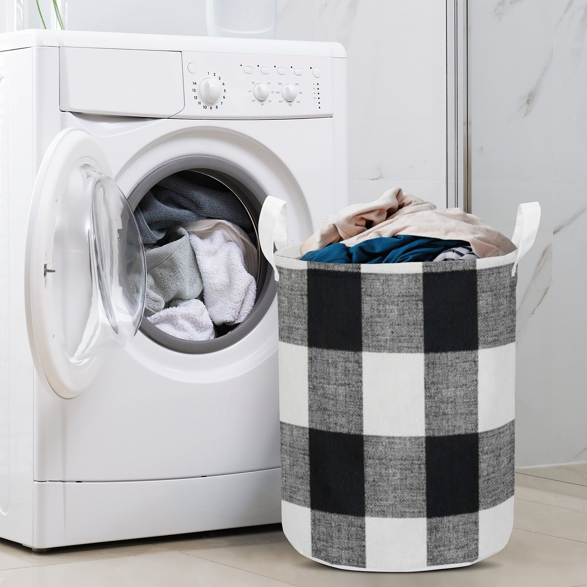 Round Laundry Basket blackand white decor JewelryLuxeUS.store