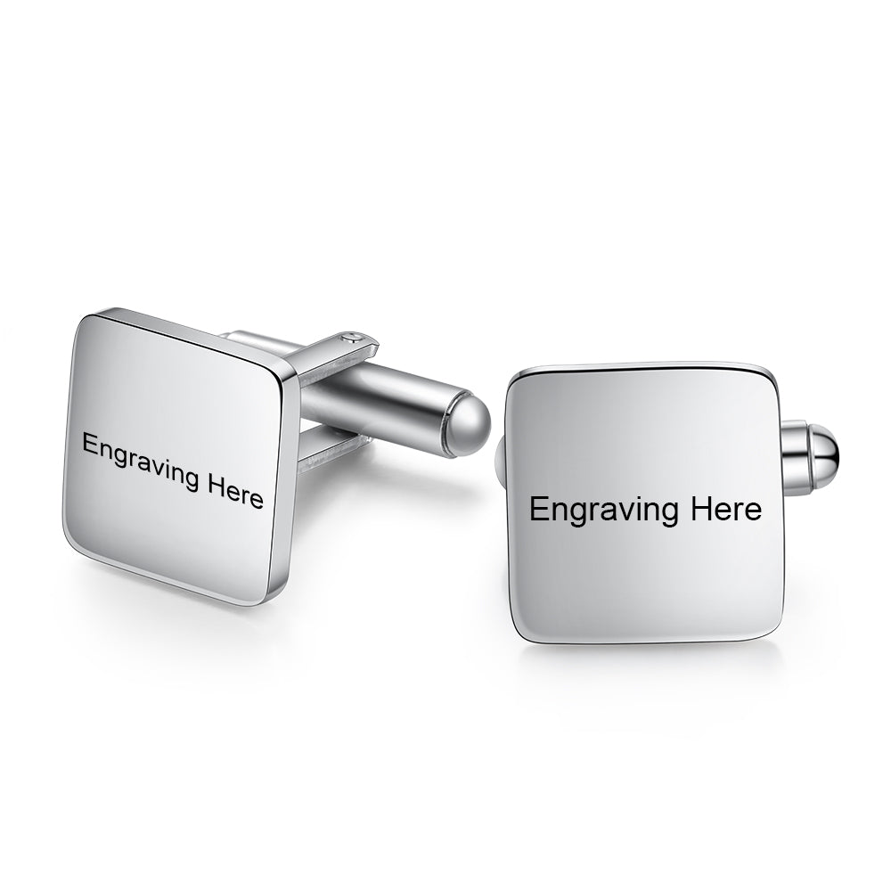 Personalized Stainless Steel Cufflinks for Men – Custom Engraved Wedding & Anniversary Gift