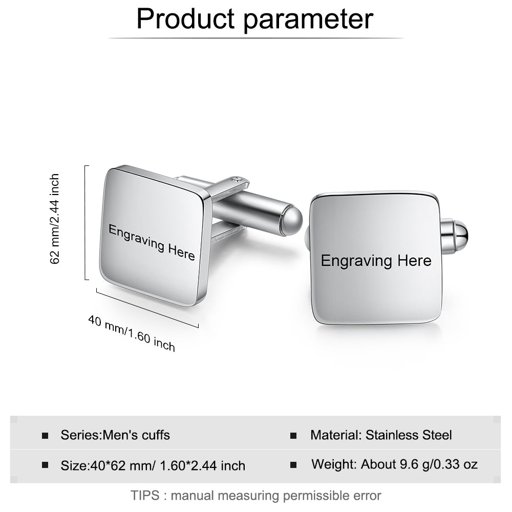 Personalized Stainless Steel Cufflinks for Men – Custom Engraved Wedding & Anniversary Gift