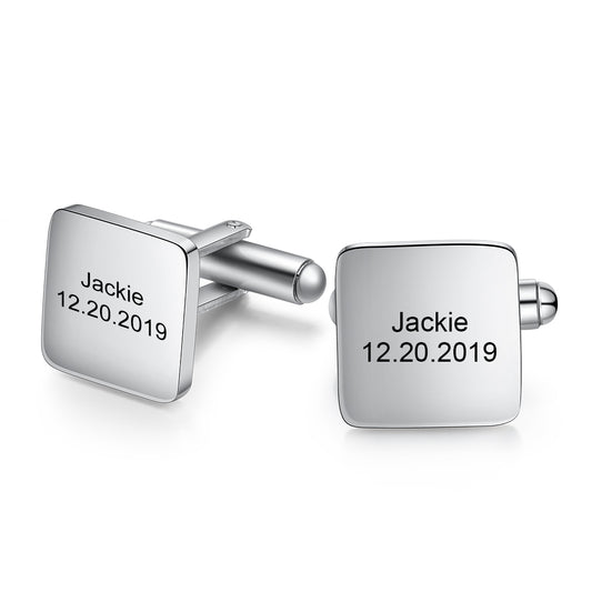 Personalized Stainless Steel Cufflinks for Men – Custom Engraved Wedding & Anniversary Gift