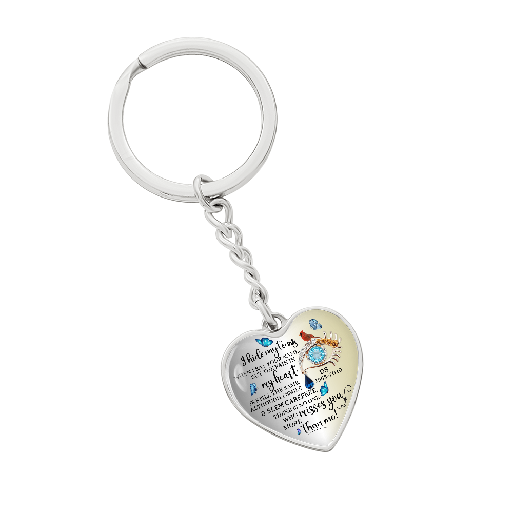 Memorial Heart Keychain with Engraved Message, Butterfly Tears Sympathy Gift, Remembrance Jewelry, Widow Gift, Grief Support Keepsake