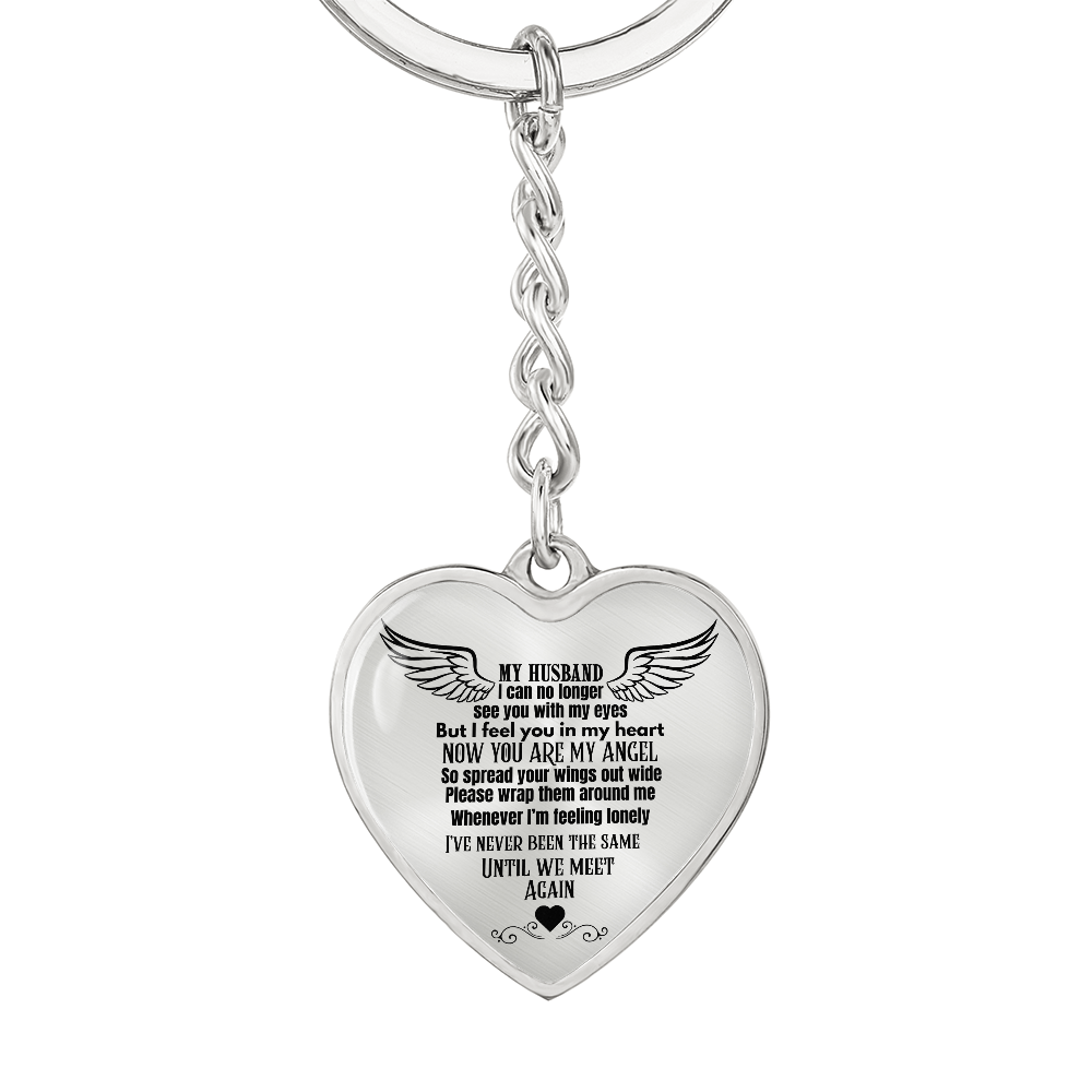 Heart Pendant Keychain for Widows, Angel Remembrance Jewelry Gift for Husband in Loving Memory, Grief Support, Anniversary & Memorial Gift