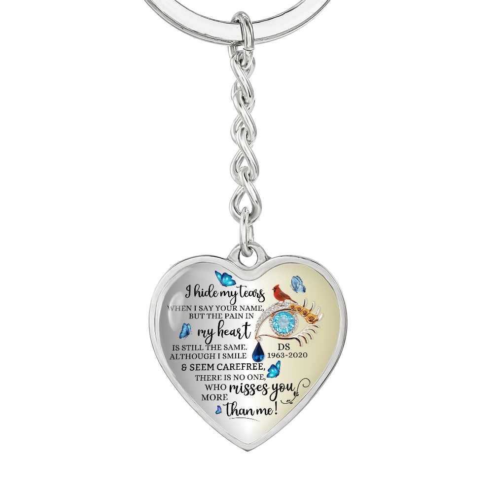 Memorial Heart Keychain with Engraved Message, Butterfly Tears Sympathy Gift, Remembrance Jewelry, Widow Gift, Grief Support Keepsake