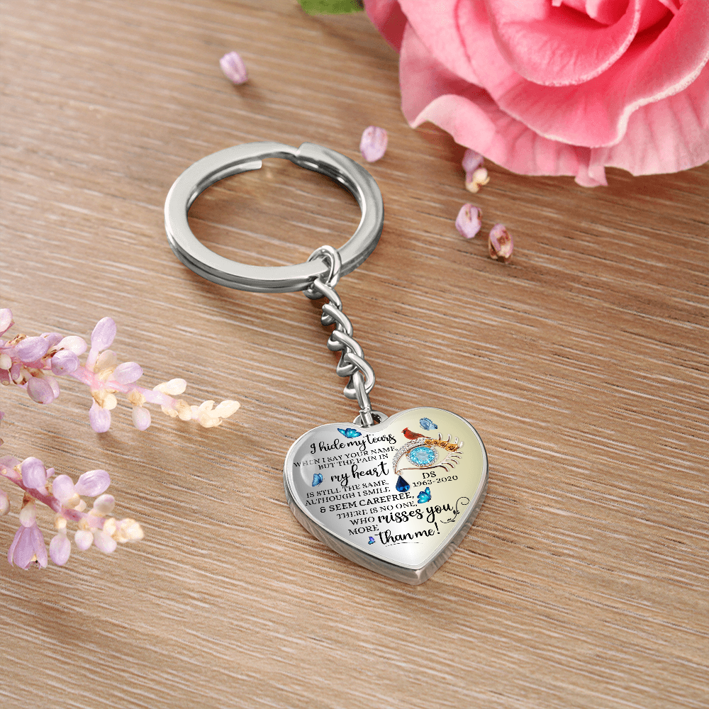 Memorial Heart Keychain with Engraved Message, Butterfly Tears Sympathy Gift, Remembrance Jewelry, Widow Gift, Grief Support Keepsake