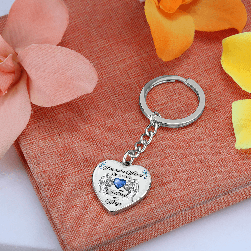 I'm Not a Widow, I'm a Wife to a Husband with Wings – Memorial Heart Keychain – Remembrance Gift for Her by ShineOn Fulfillment