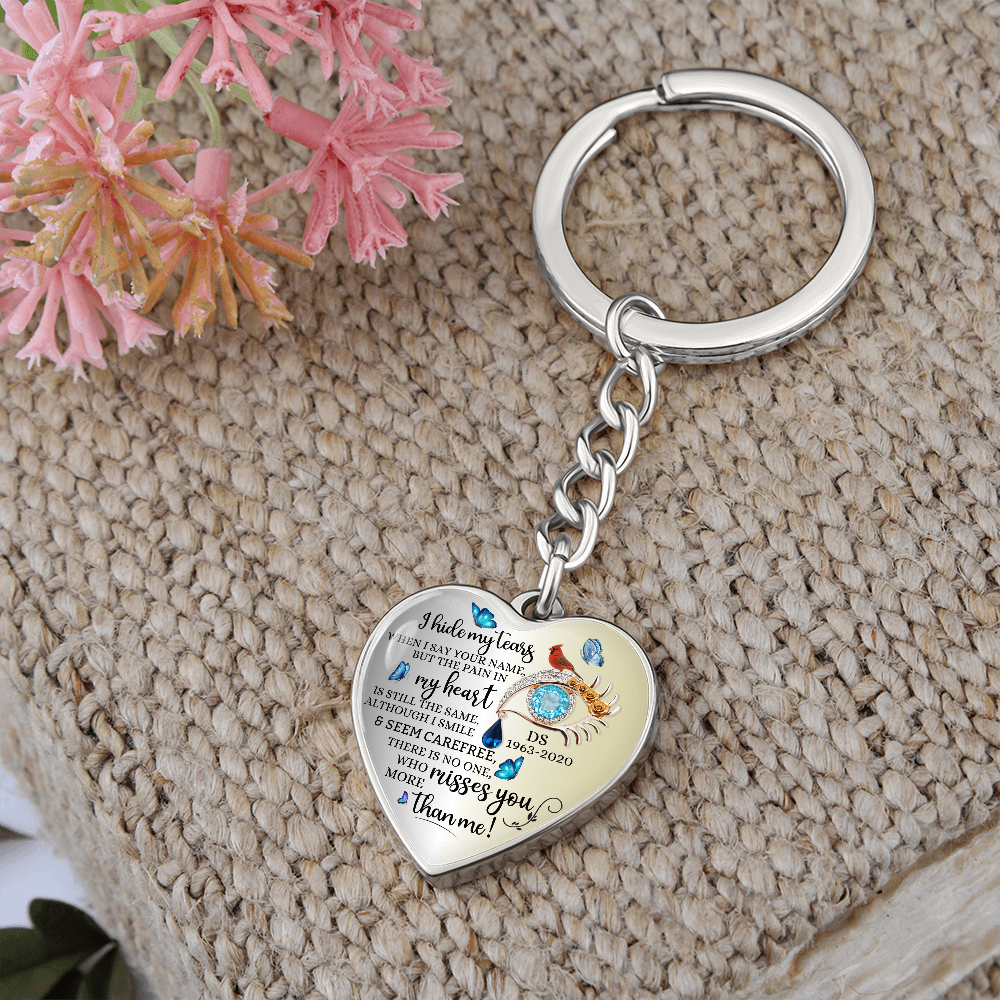 Memorial Heart Keychain with Engraved Message, Butterfly Tears Sympathy Gift, Remembrance Jewelry, Widow Gift, Grief Support Keepsake