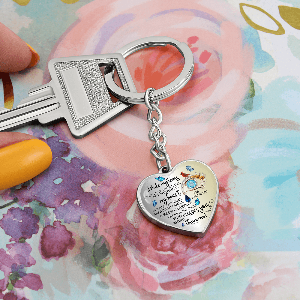 Memorial Heart Keychain with Engraved Message, Butterfly Tears Sympathy Gift, Remembrance Jewelry, Widow Gift, Grief Support Keepsake