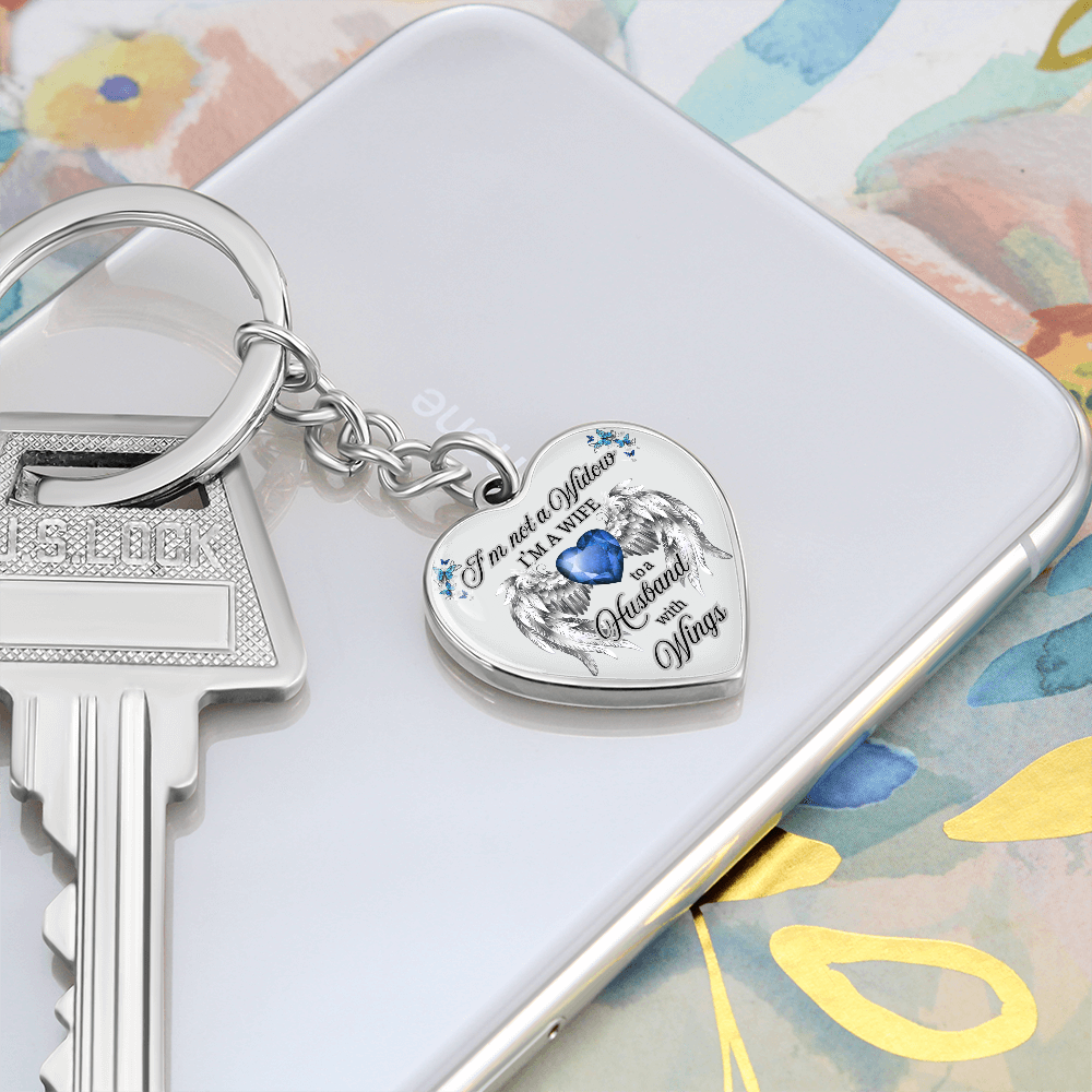 I'm Not a Widow, I'm a Wife to a Husband with Wings – Memorial Heart Keychain – Remembrance Gift for Her by ShineOn Fulfillment