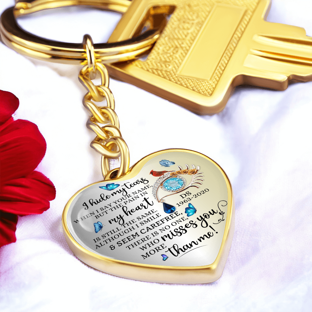 Memorial Heart Keychain with Engraved Message, Butterfly Tears Sympathy Gift, Remembrance Jewelry, Widow Gift, Grief Support Keepsake