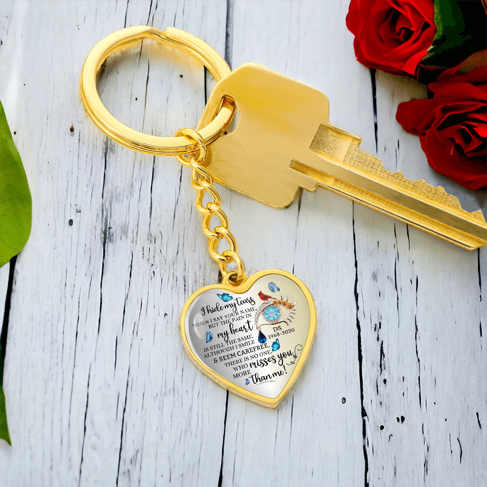 Memorial Heart Keychain with Engraved Message, Butterfly Tears Sympathy Gift, Remembrance Jewelry, Widow Gift, Grief Support Keepsake