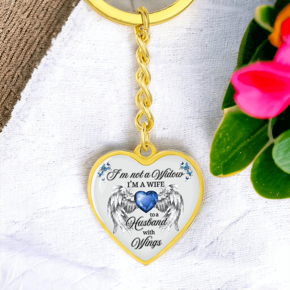 I'm Not a Widow, I'm a Wife to a Husband with Wings – Memorial Heart Keychain – Remembrance Gift for Her by ShineOn Fulfillment