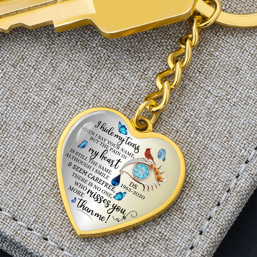 Memorial Heart Keychain with Engraved Message, Butterfly Tears Sympathy Gift, Remembrance Jewelry, Widow Gift, Grief Support Keepsake