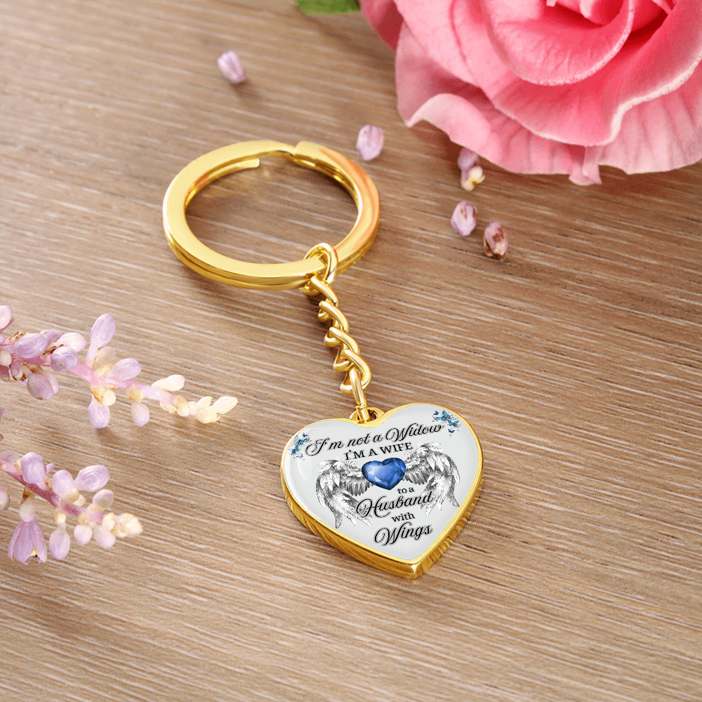 I'm Not a Widow, I'm a Wife to a Husband with Wings – Memorial Heart Keychain – Remembrance Gift for Her by ShineOn Fulfillment